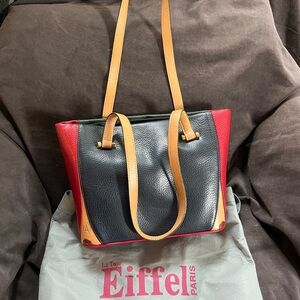 Vintage - Red and Black Leather Tote Bag